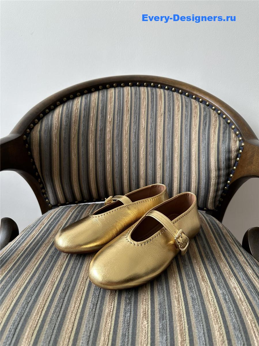 Alaïa Gold Metallic Ballet Flats
