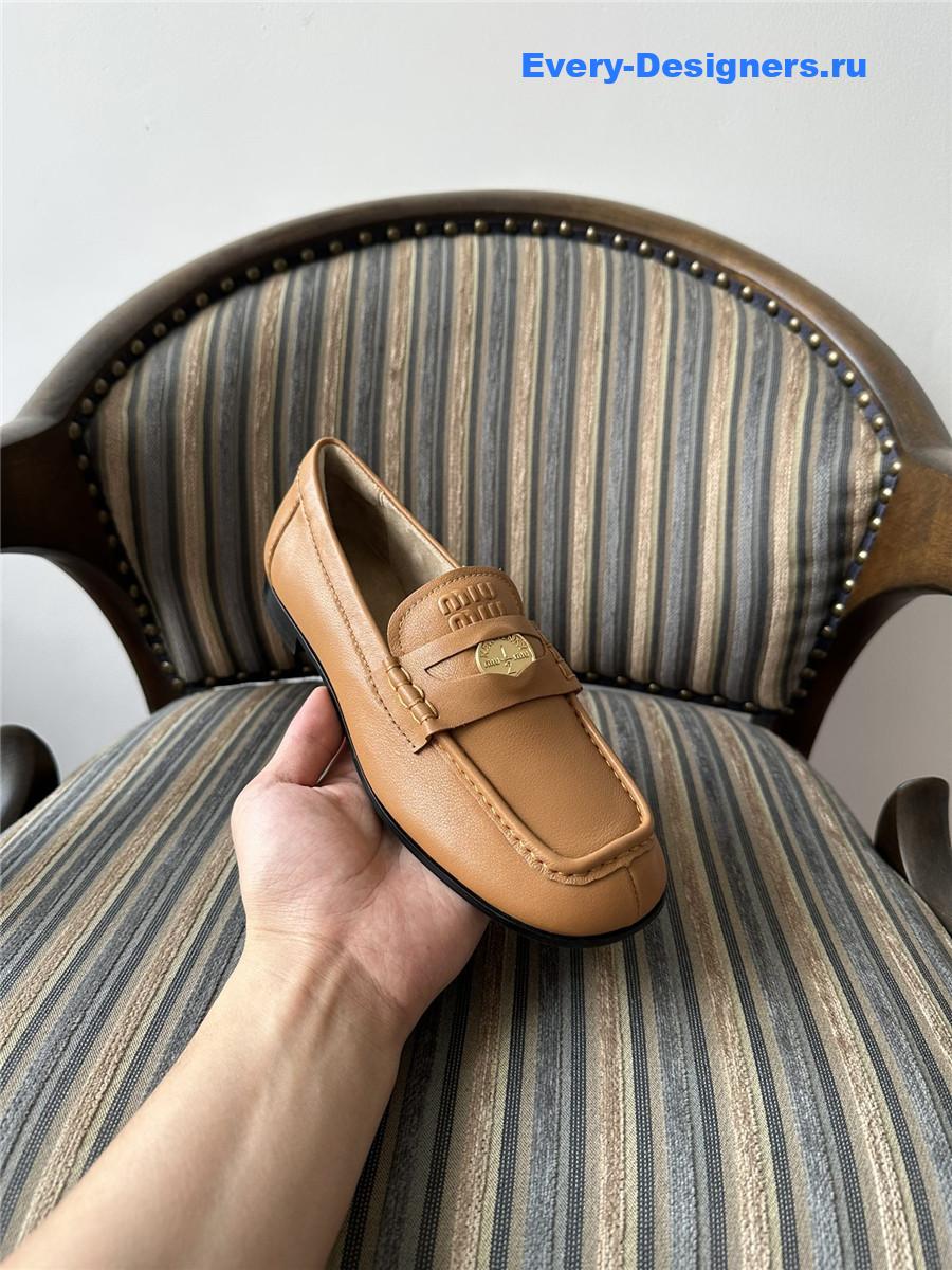 Miu Miu Brown Leather Penny Loafers