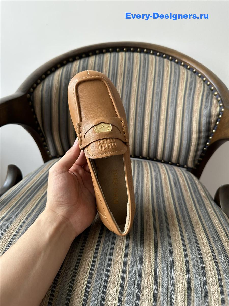 Miu Miu Brown Leather Penny Loafers