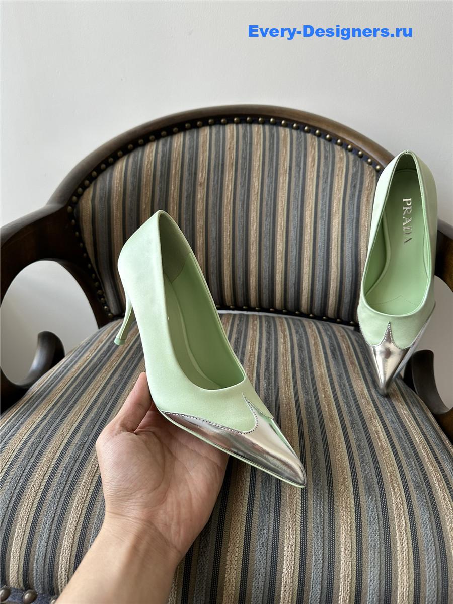 Pra*a green pointed toe pumps