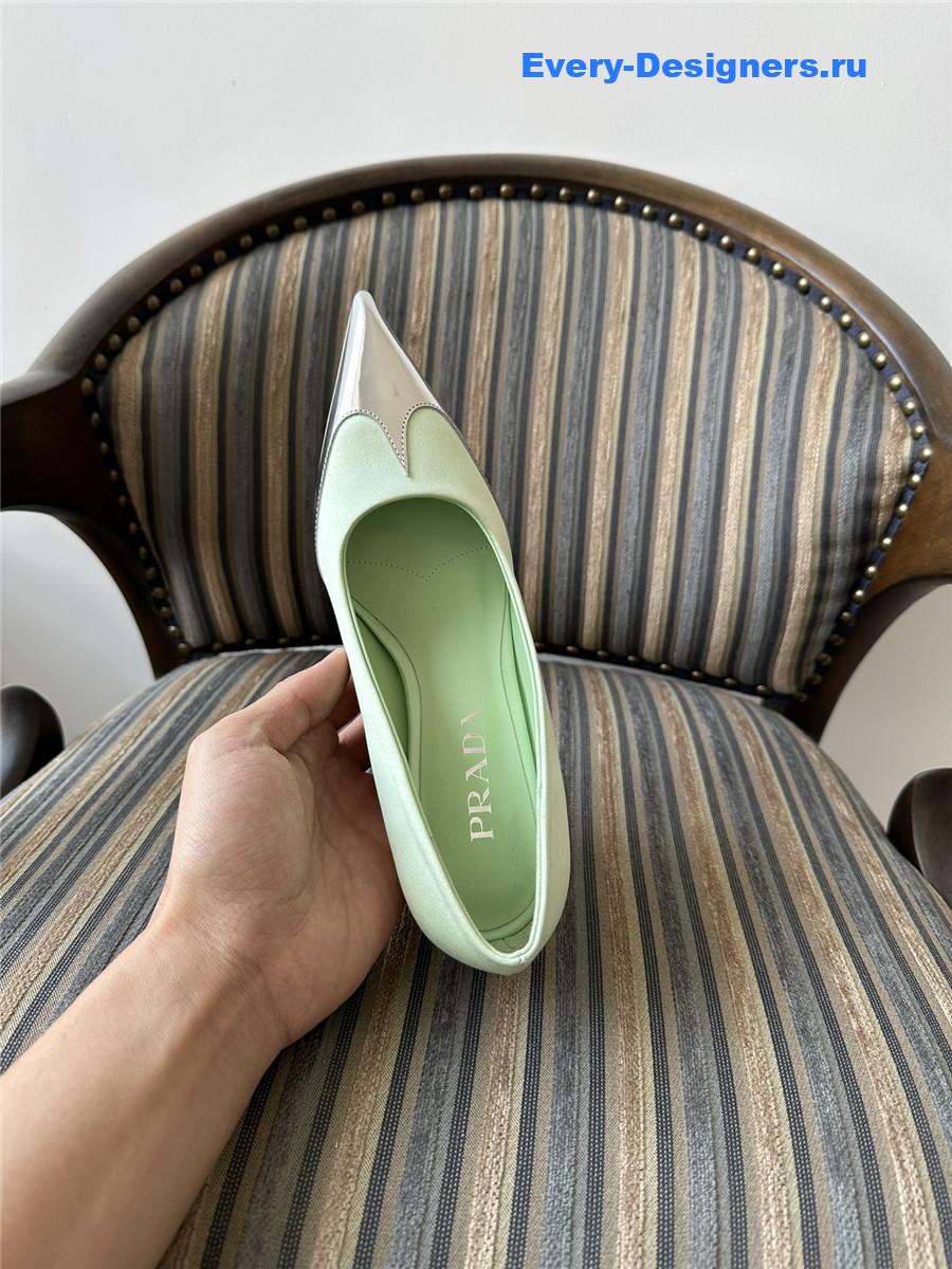 Pra*a green pointed toe pumps
