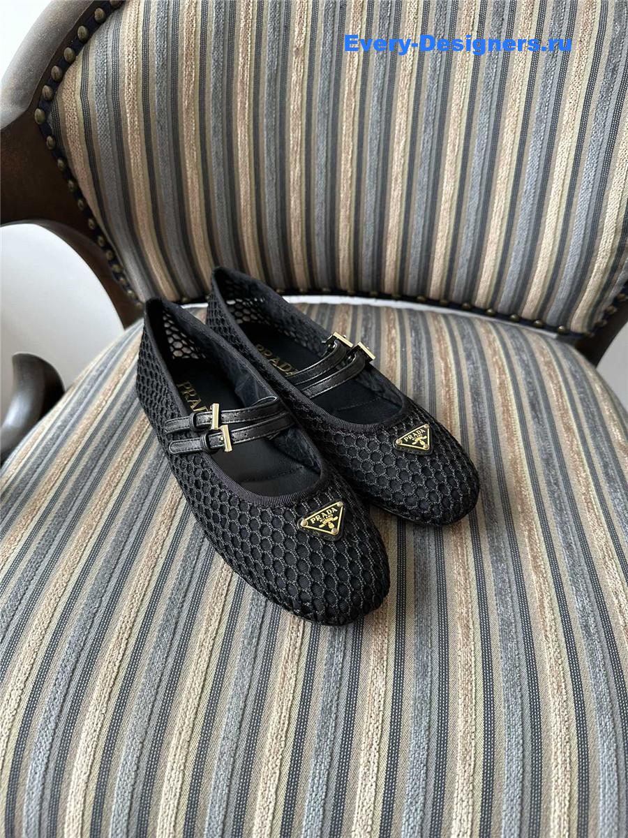 Pra*a ballerine mesh mary jane flat in black
