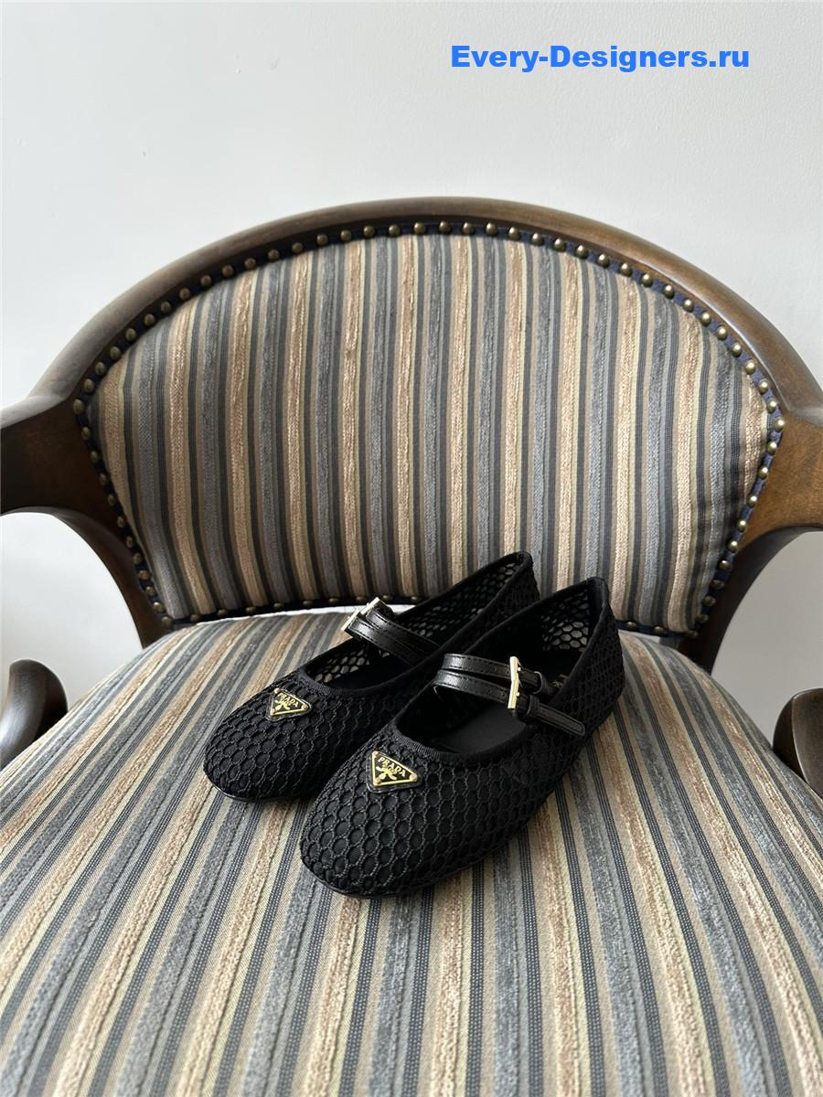 Pra*a ballerine mesh mary jane flat in black