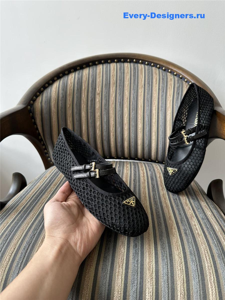 Pra*a ballerine mesh mary jane flat in black