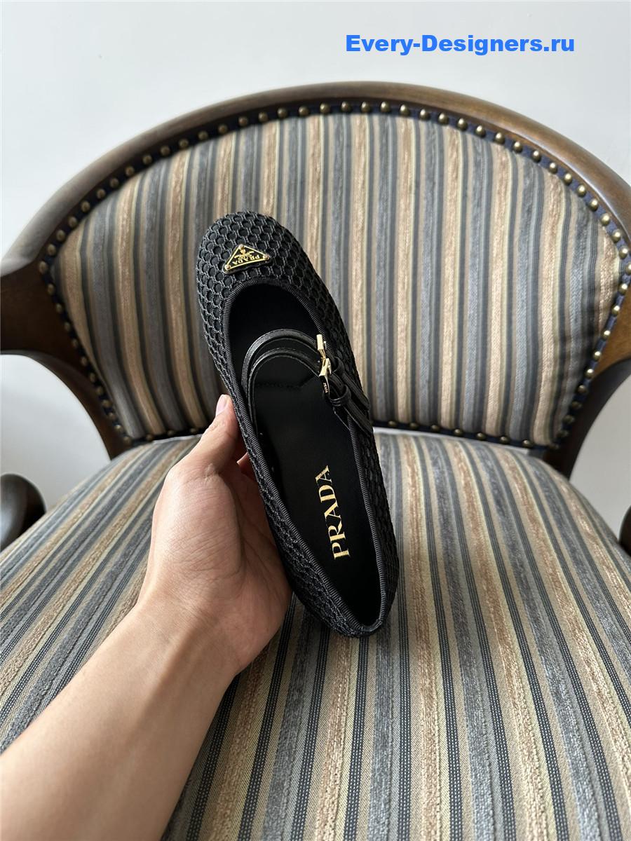 Pra*a ballerine mesh mary jane flat in black