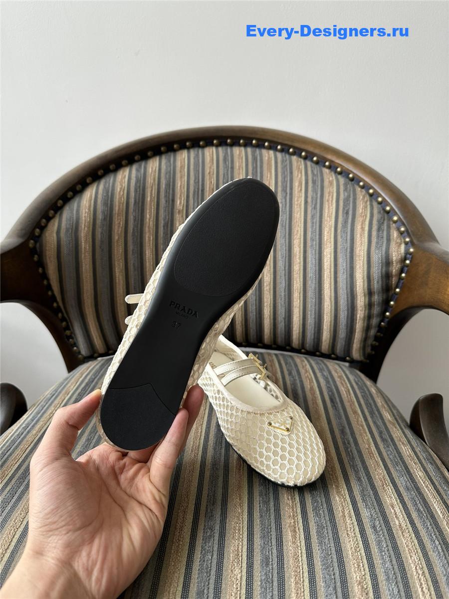 Pra*a ballerine mesh mary jane flat in beige