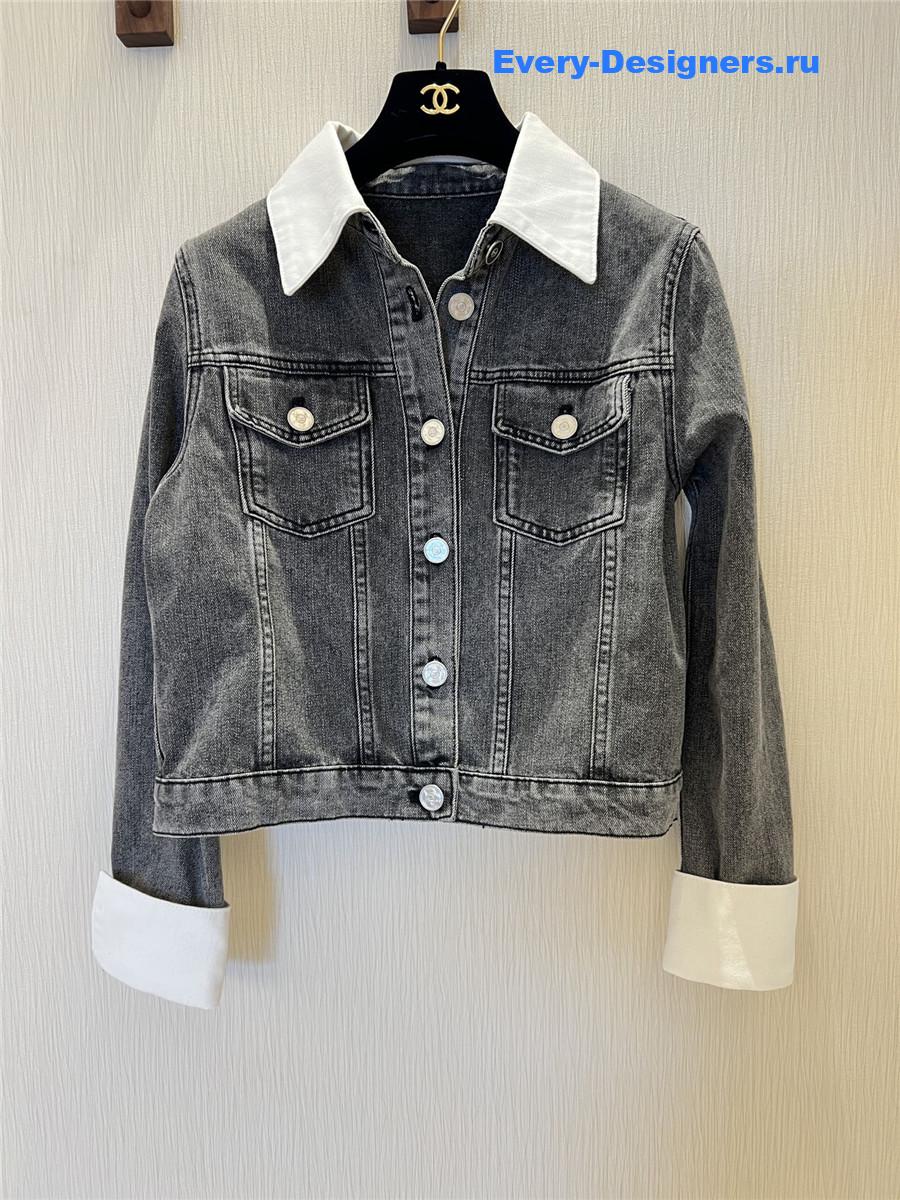 Ch**el grey white faded denim jacket