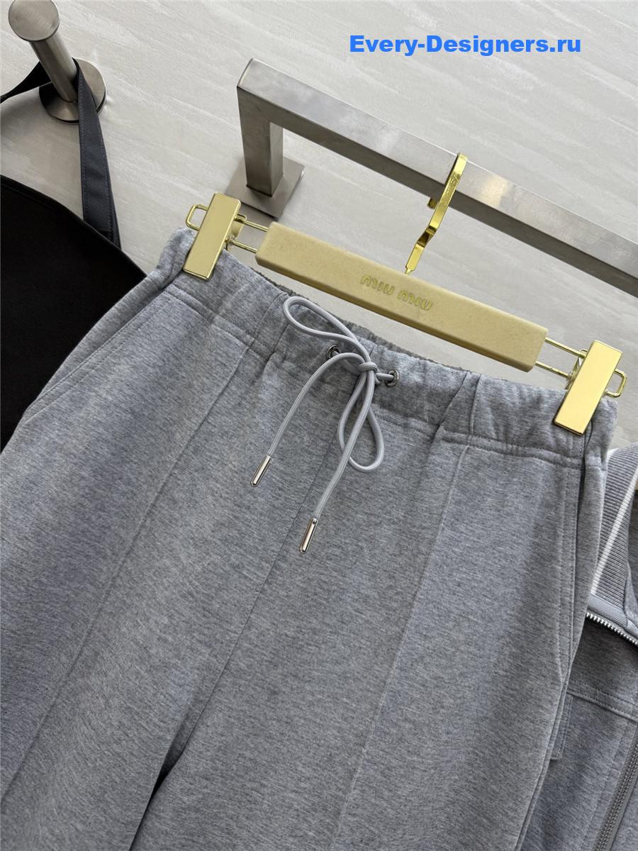 Miu Miu Grey Baseball Jacket Suit