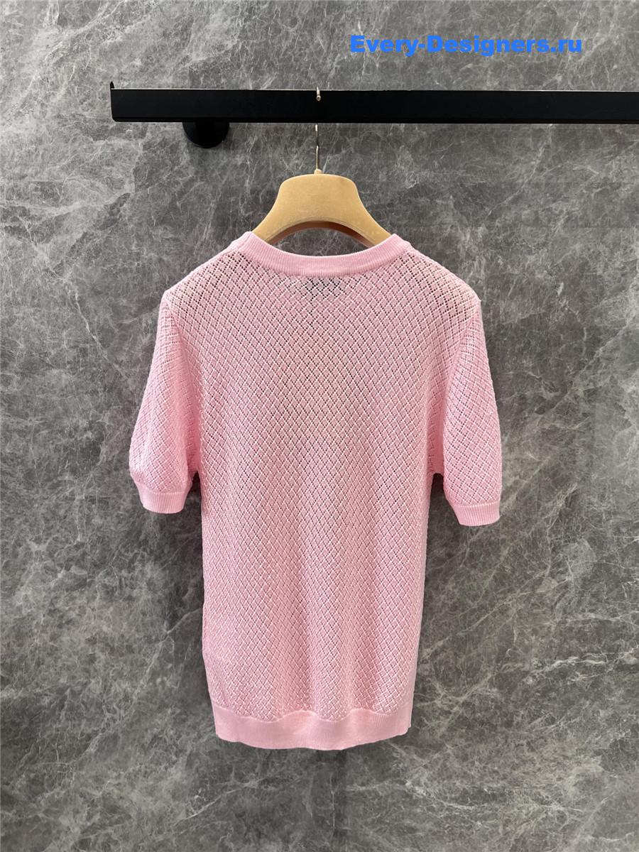 Miu Miu Pink Hollow Knit Top