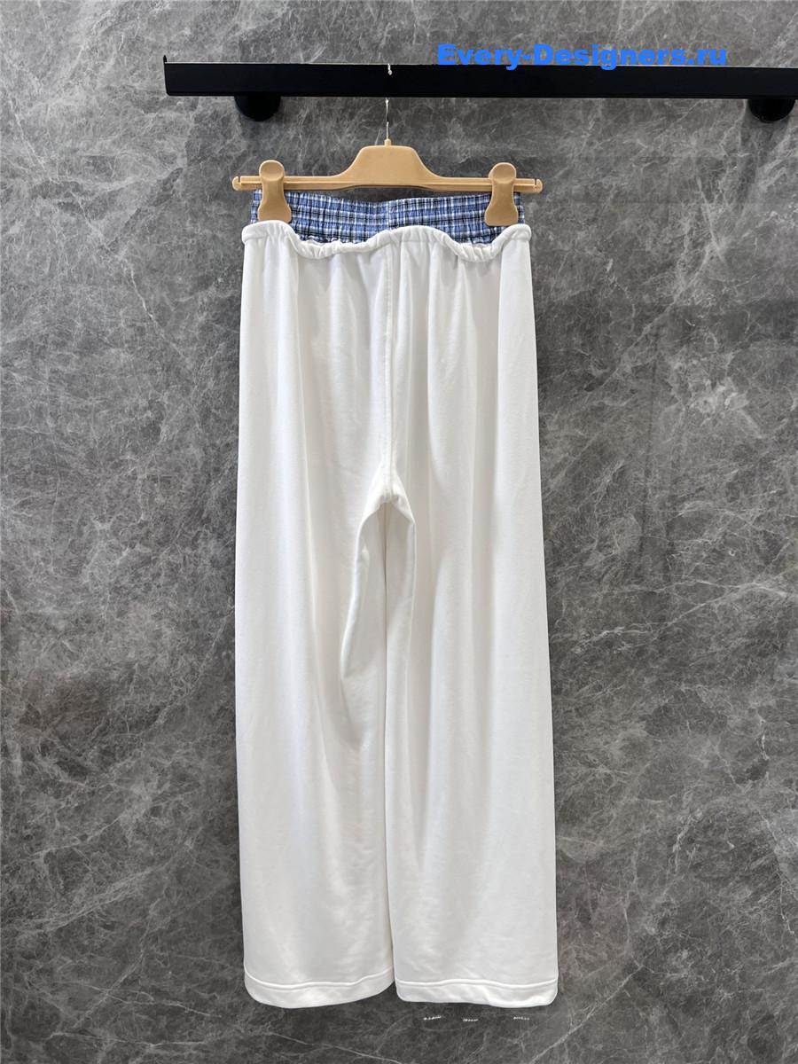 Miu Miu Check Wide-Leg Trousers in White