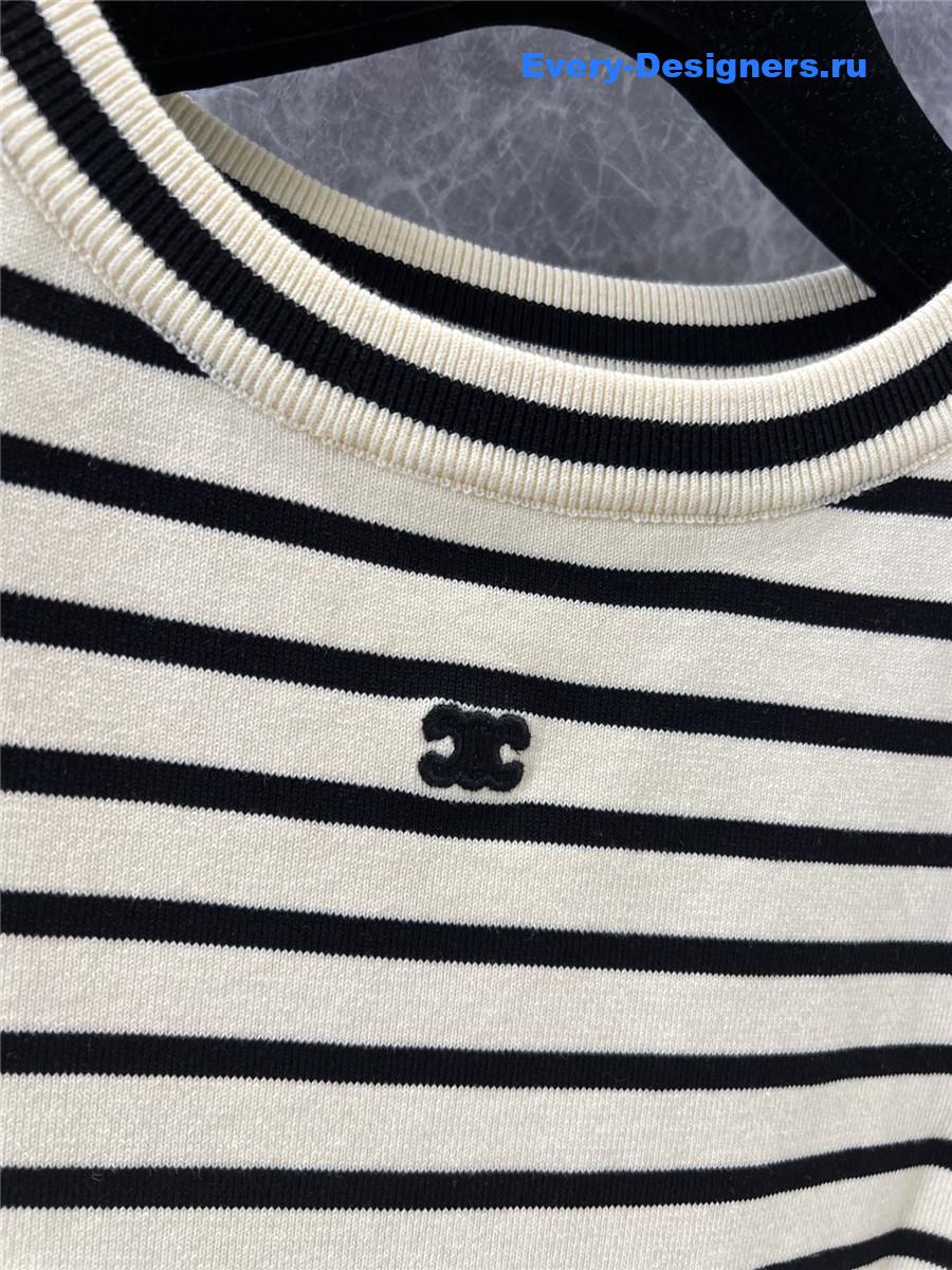 Ch**el logo embroidered striped knitted vest dress