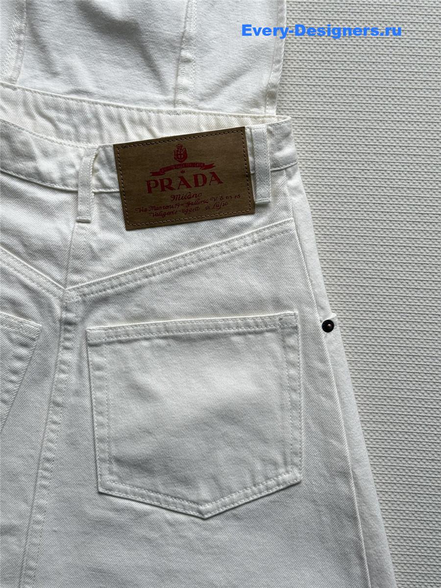 Pra*a white denim dungaree dress