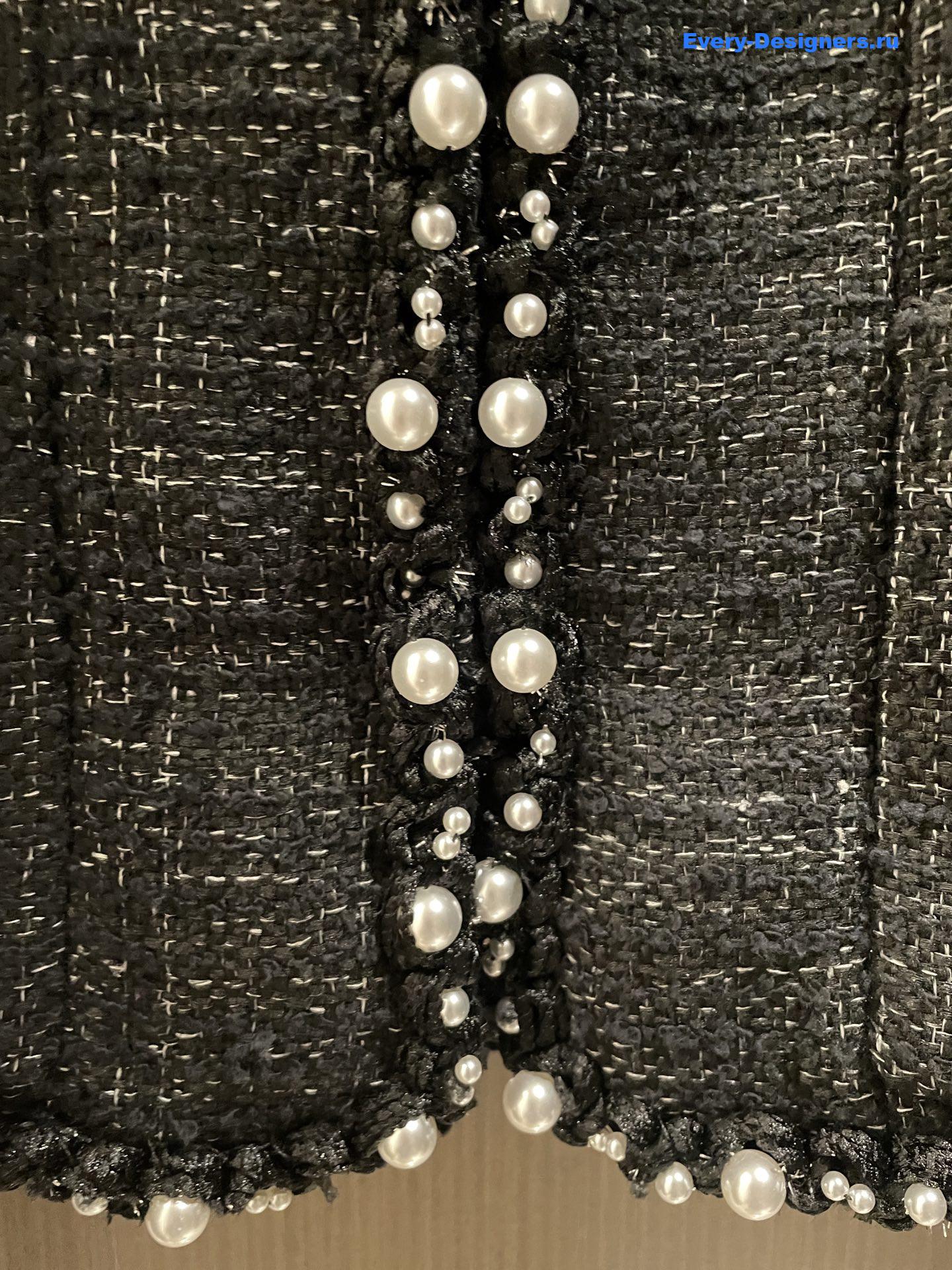 Ch**el black tweed pearl coat