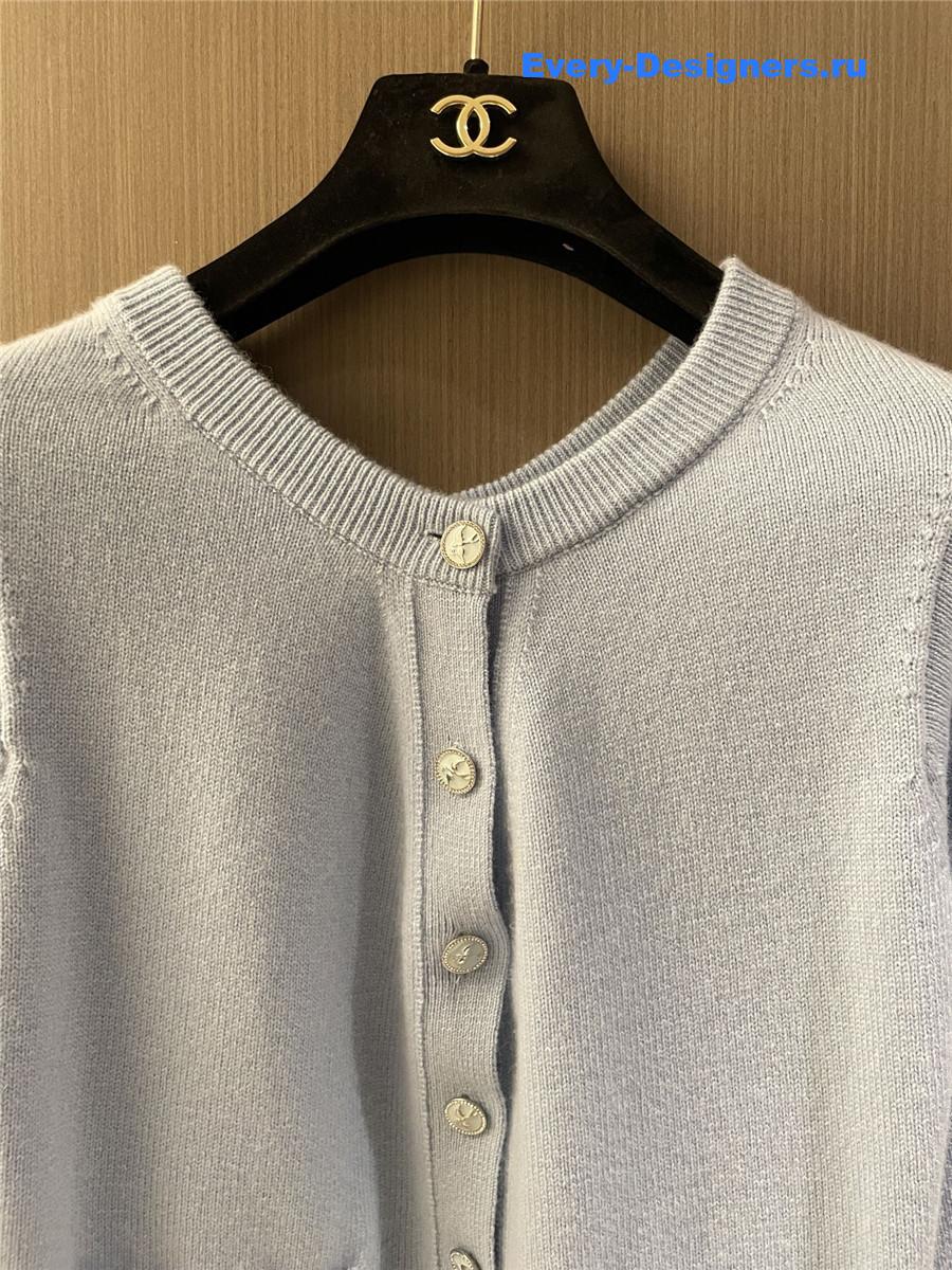 Ch**el blue cashmere double button cardigan