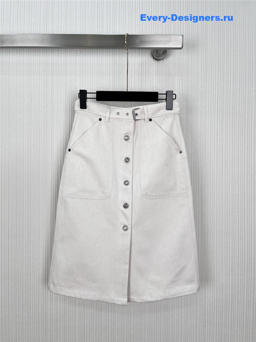 D10r white denim midi skirt