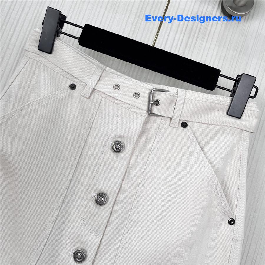 D10r white denim midi skirt