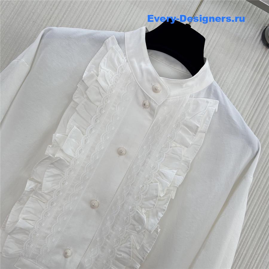 Va1e*ntin0 ruffled yoke shirt in white