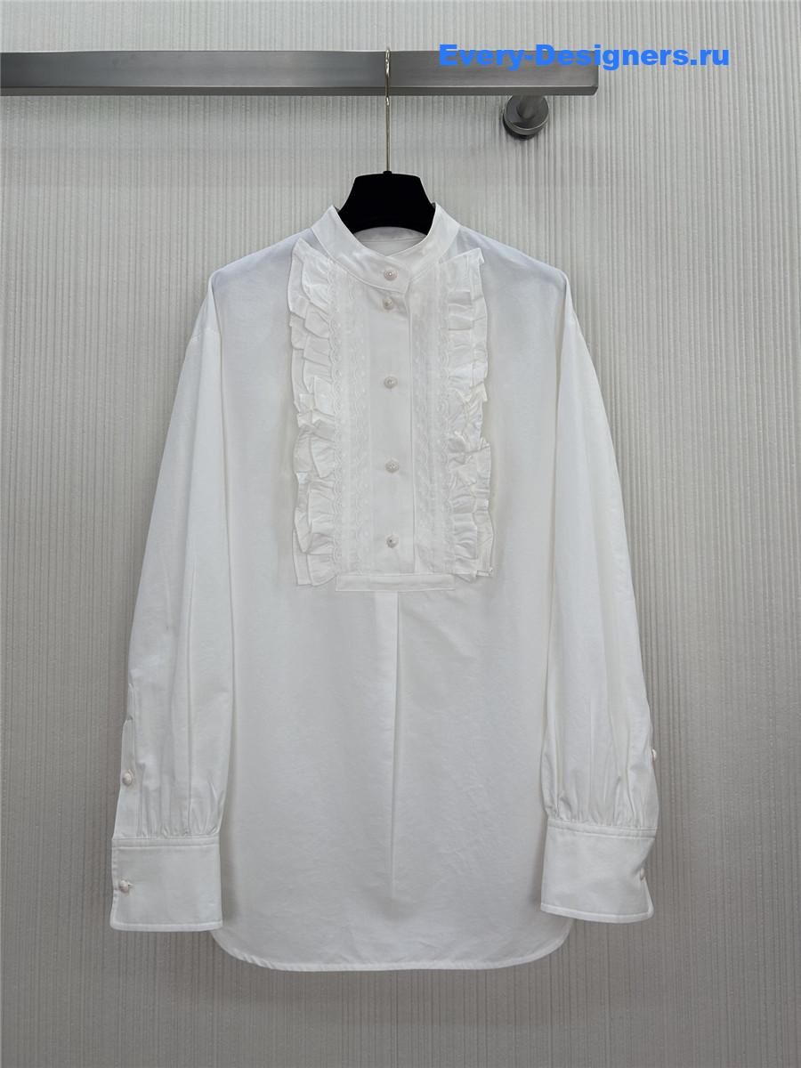 Va1e*ntin0 ruffled yoke shirt in white