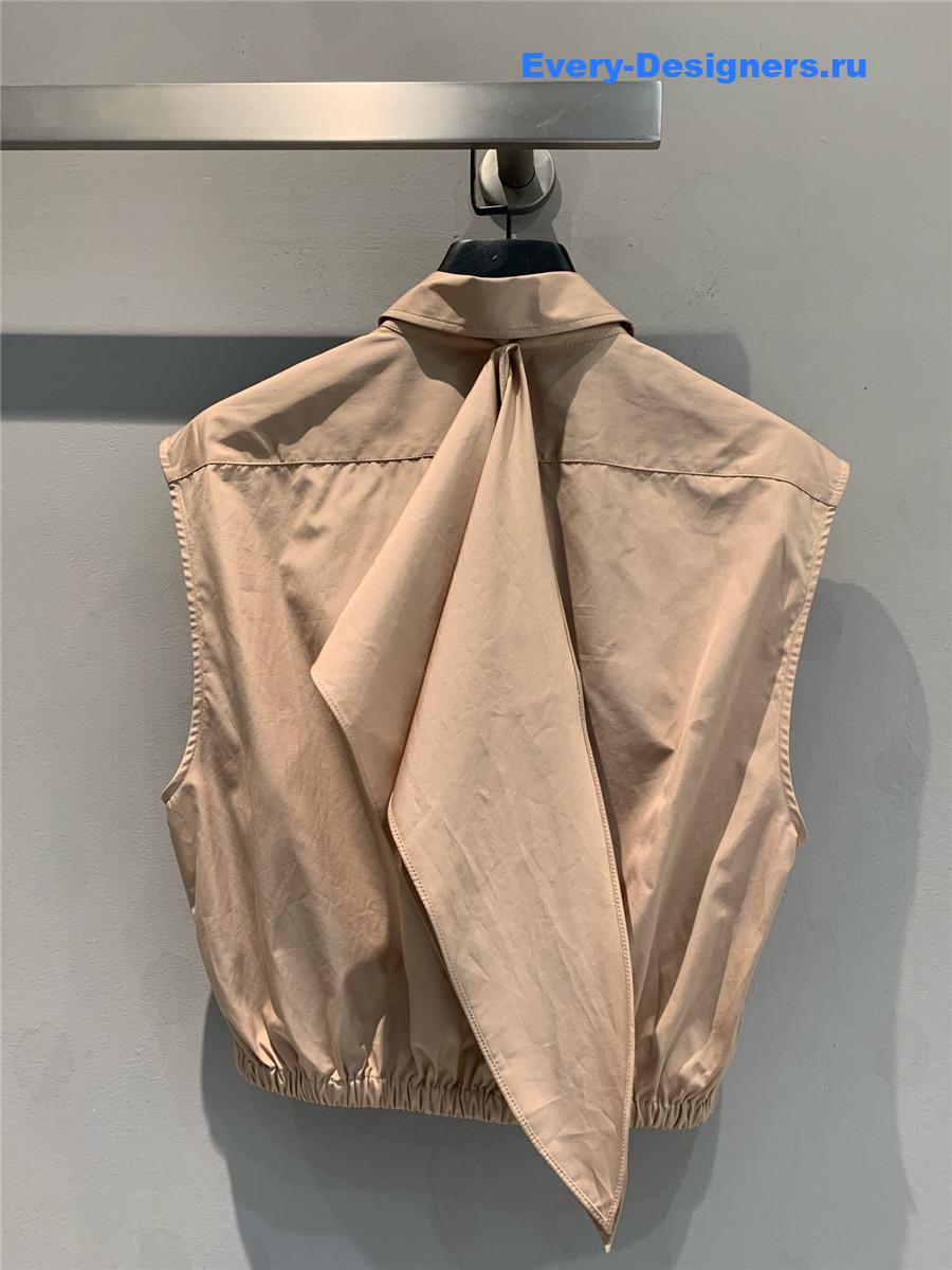 Miu Miu Brown Bow Tie Shirt