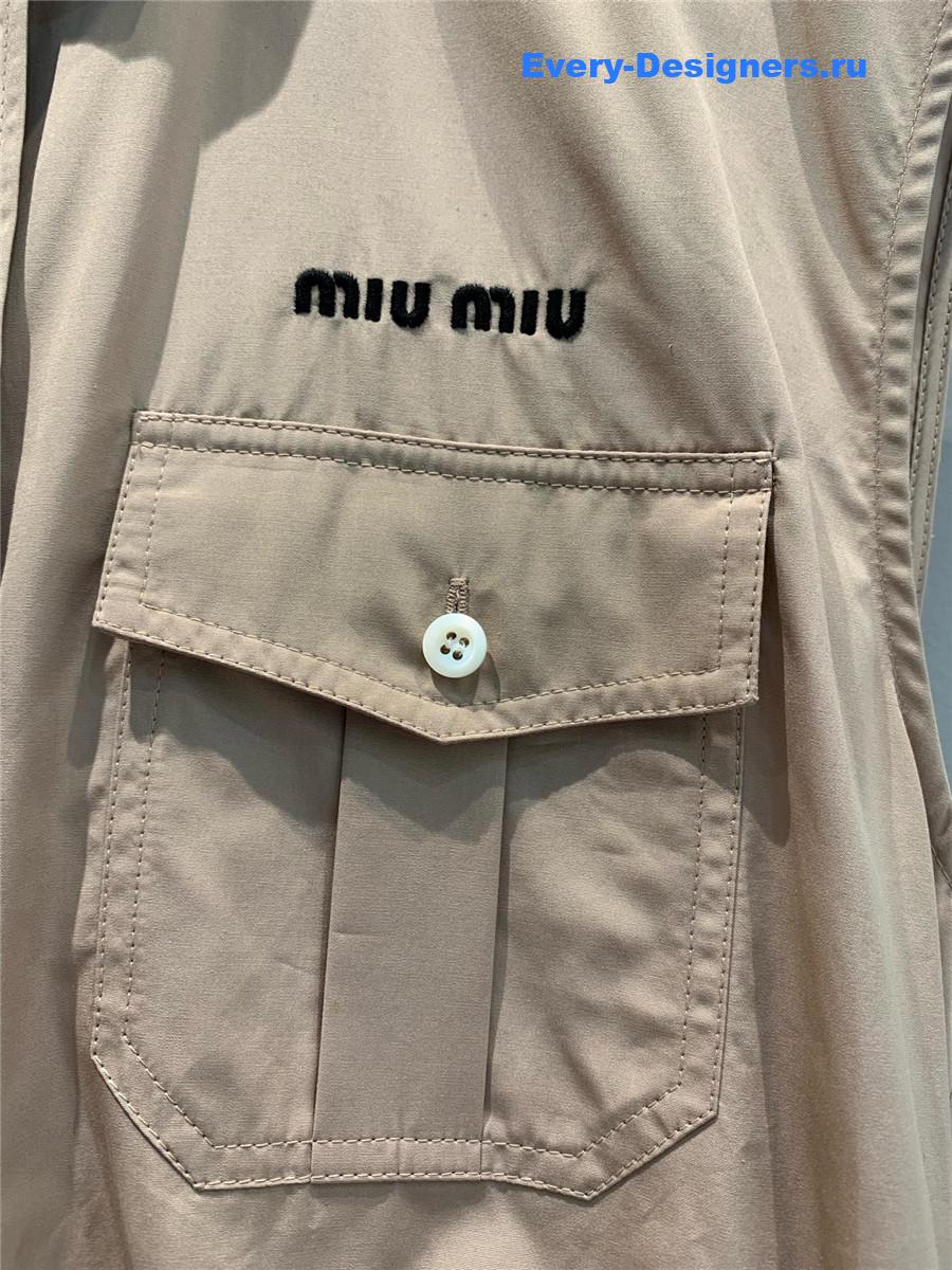 Miu Miu Brown Bow Tie Shirt