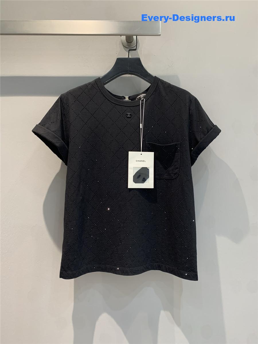 Ch**el rhinestone cotton tee