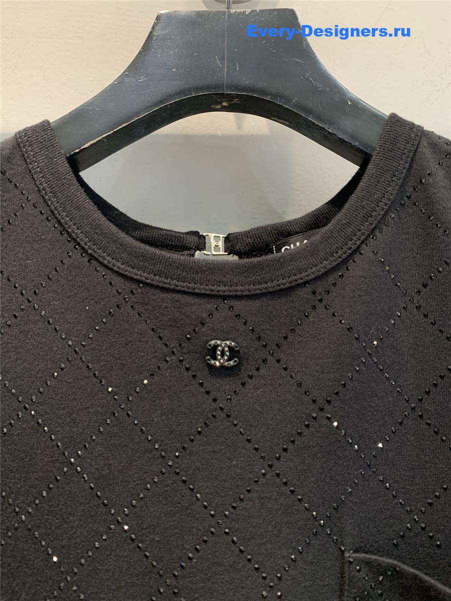 Ch**el rhinestone cotton tee