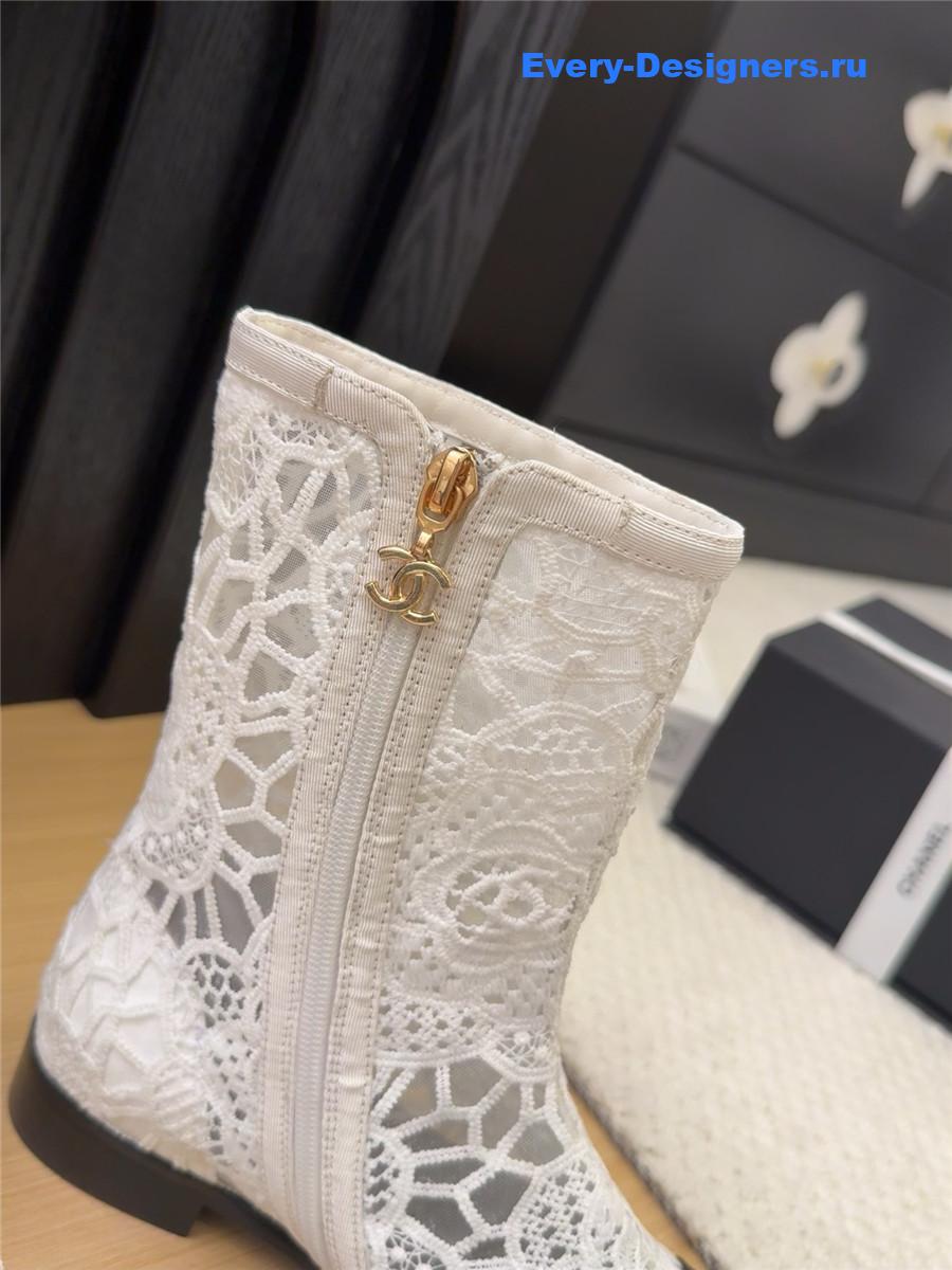 Ch**el white lace mesh boots