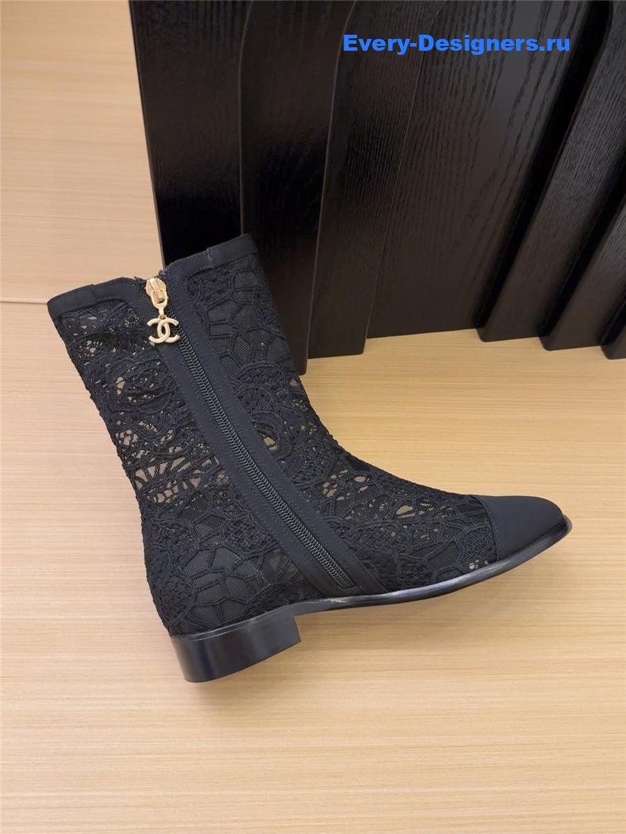 Ch**el black lace mesh boots