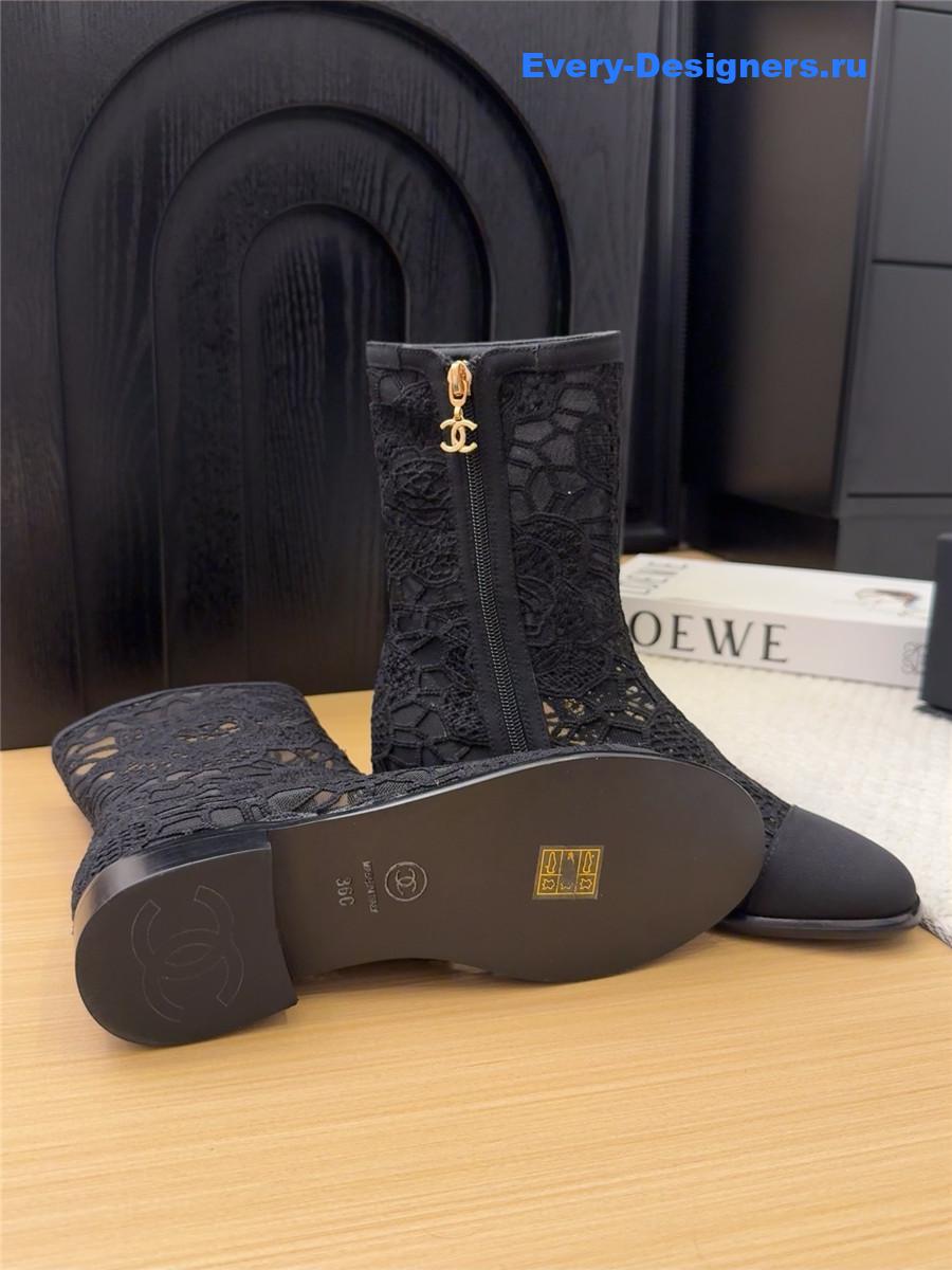 Ch**el black lace mesh boots