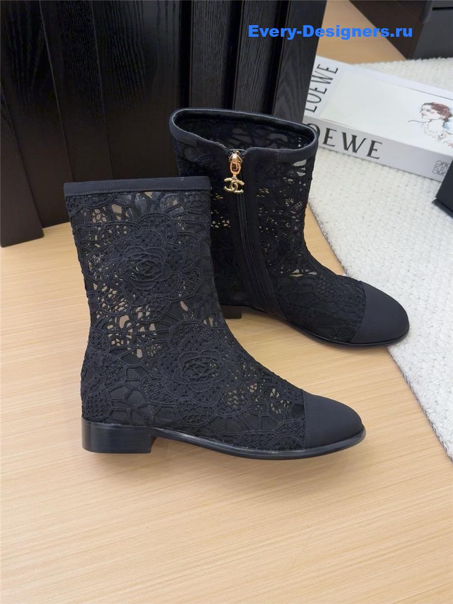 Ch**el black lace mesh boots