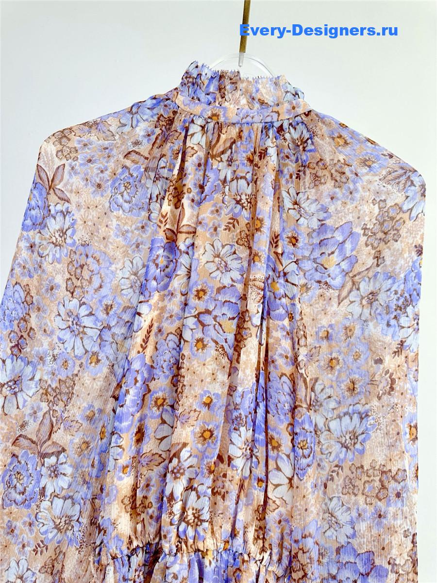 Zimm Tama Floral-Printed Long-Sleeved Ruffled Mini Dress