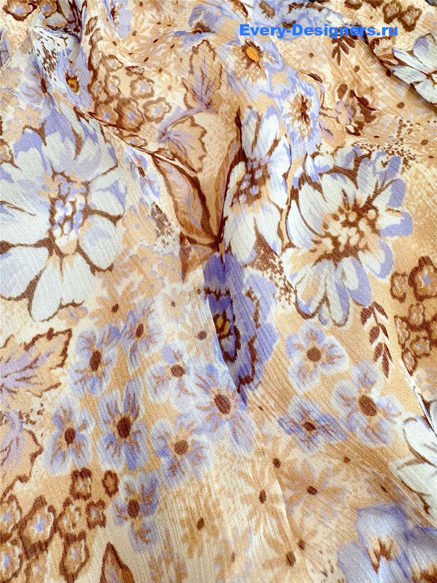 Zimm Tama Floral-Printed Long-Sleeved Ruffled Mini Dress