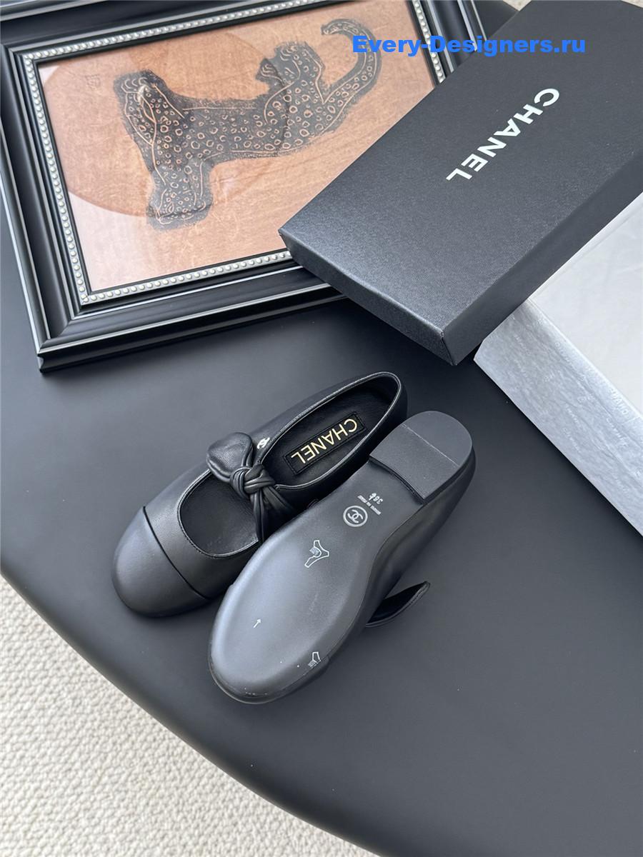 Ch**el black leather mary jane flats