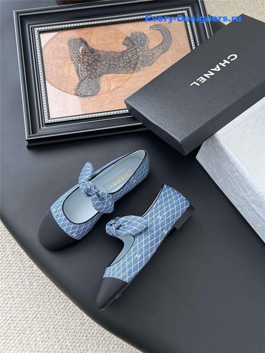 Ch**el blue denim mary jane flats