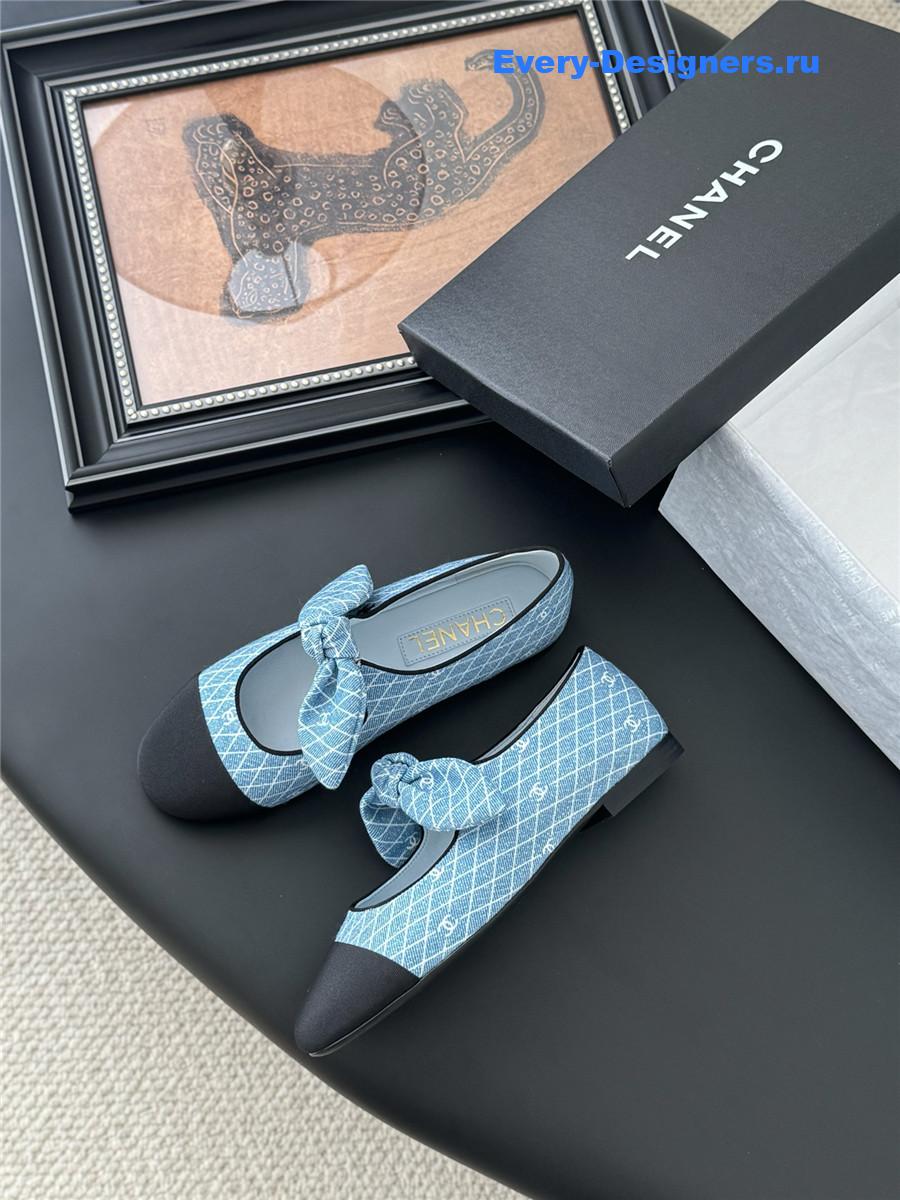 Ch**el light blue denim mary jane flats