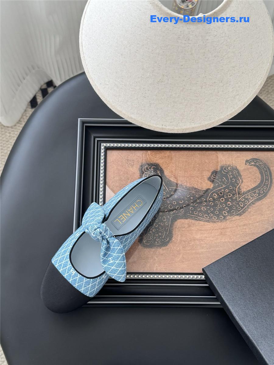 Ch**el light blue denim mary jane flats