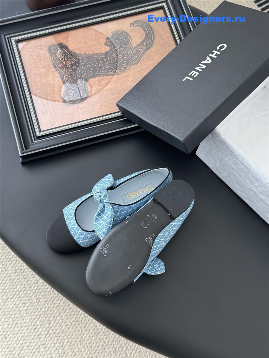 Ch**el light blue denim mary jane flats