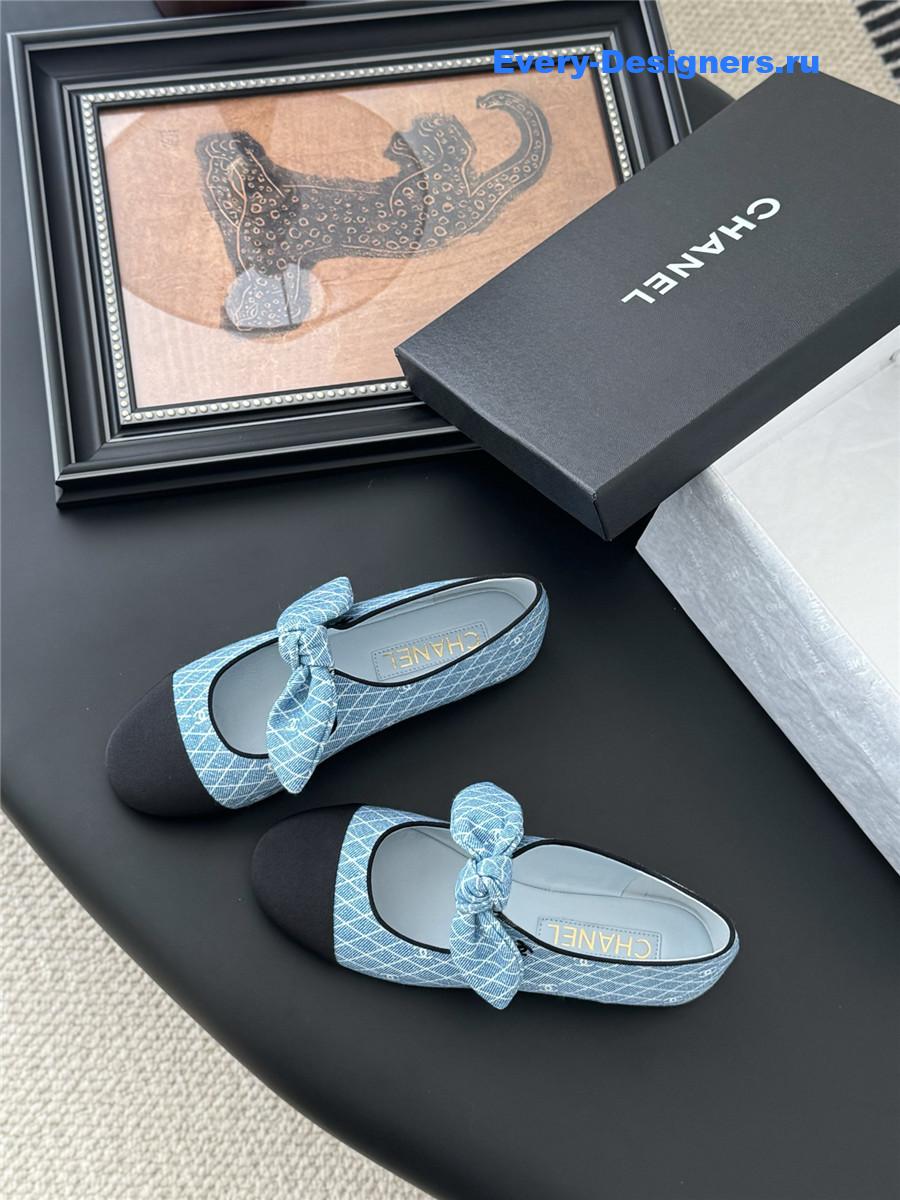 Ch**el light blue denim mary jane flats