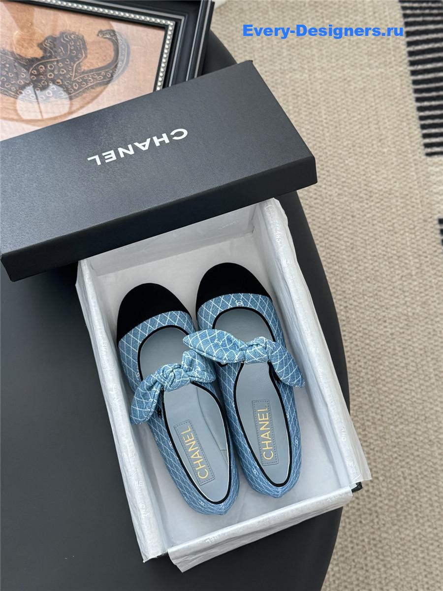 Ch**el light blue denim mary jane flats