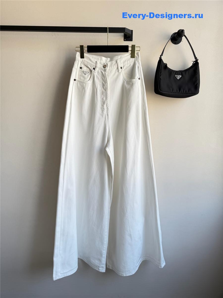 Pra*a white wide-leg jeans