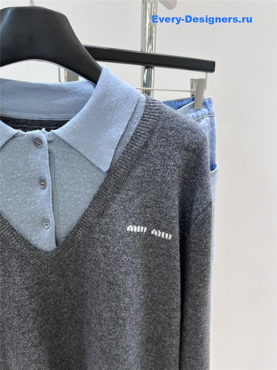 Miu Miu Cashmere Wool Polo Sweater