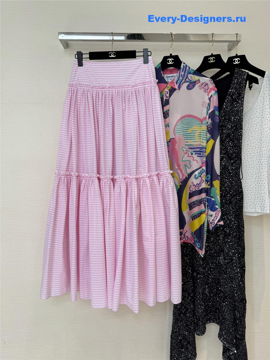 Ch**el pink striped maxi skirt