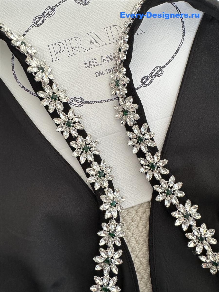 Pra*a black embroidered sablé mini-dress