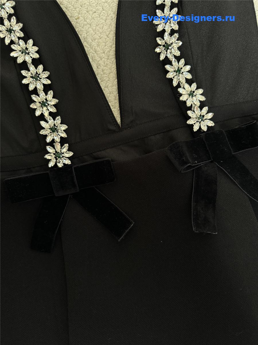 Pra*a black embroidered sablé mini-dress