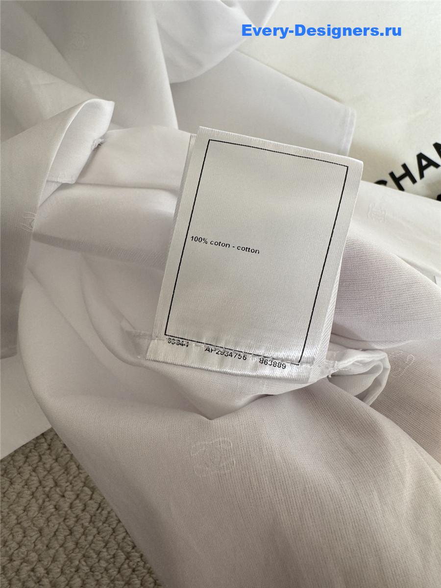 Ch**el pearl-embellished shirt in white