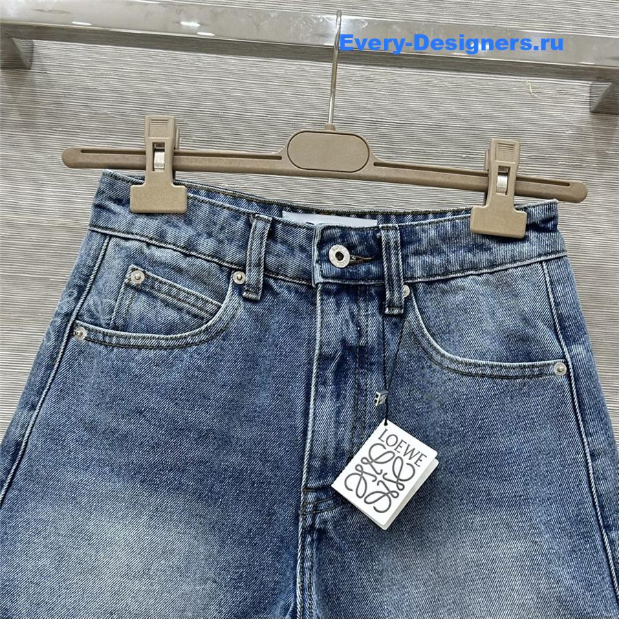 L0ew* washed blue denim shorts