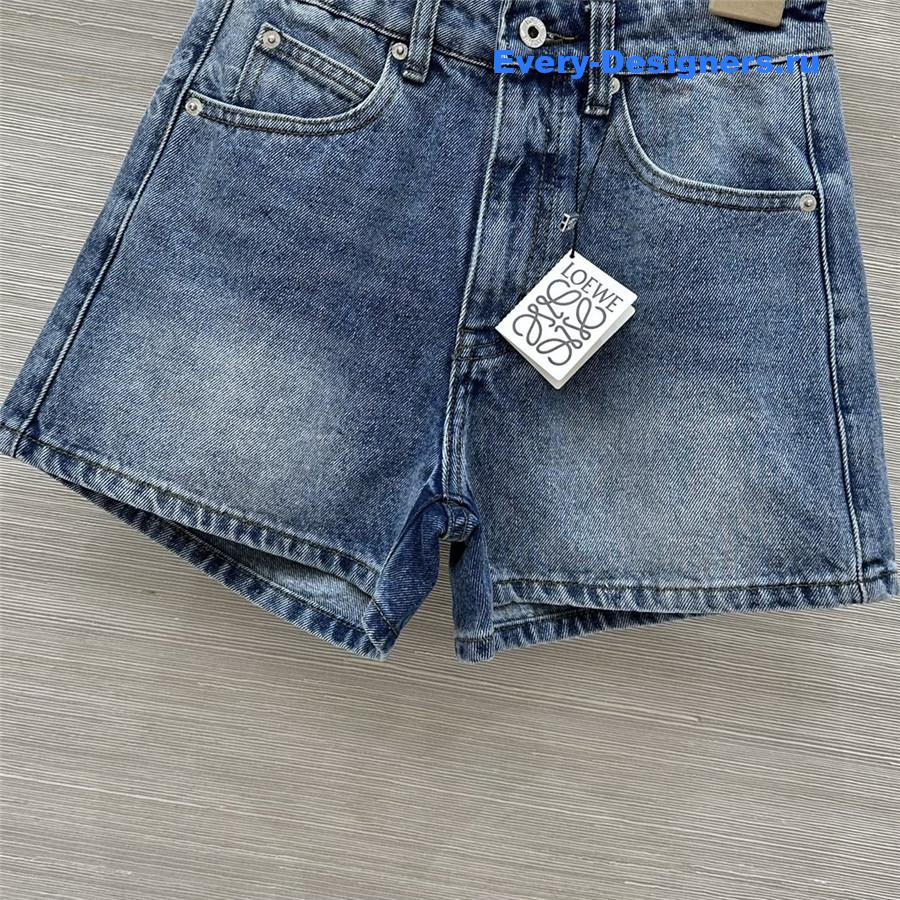 L0ew* washed blue denim shorts