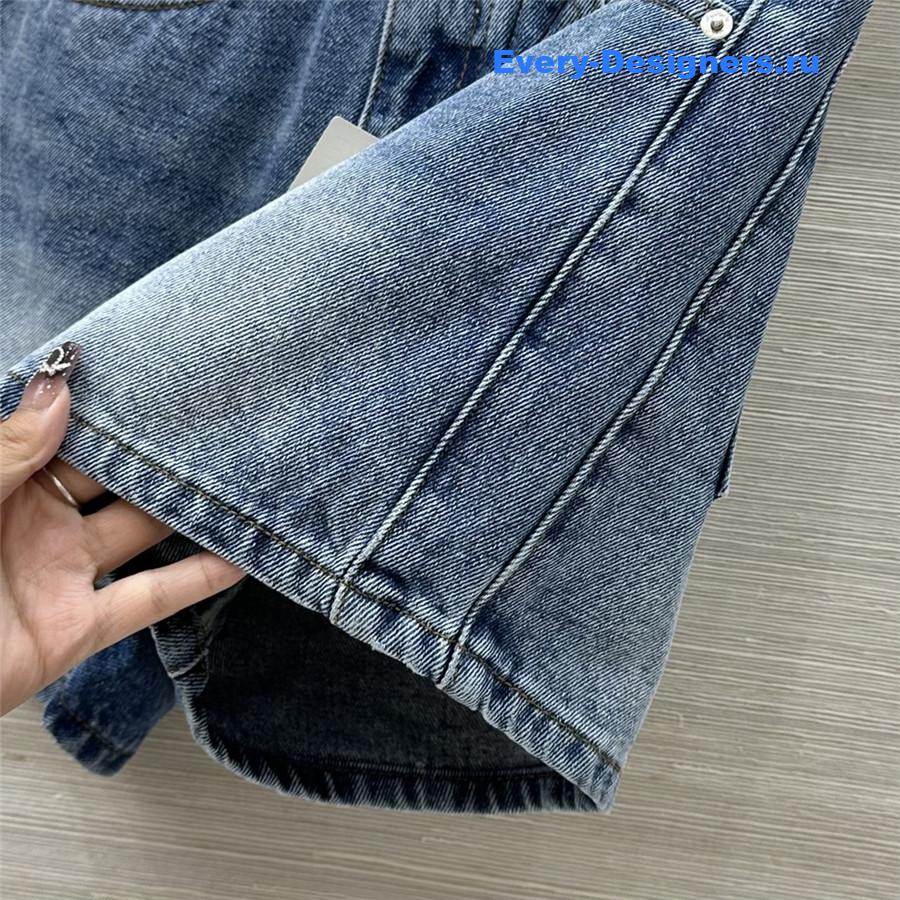 L0ew* washed blue denim shorts