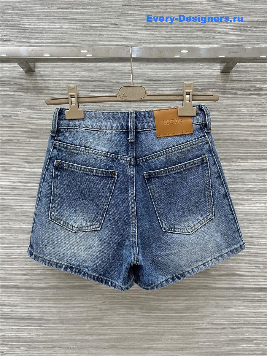 L0ew* washed blue denim shorts
