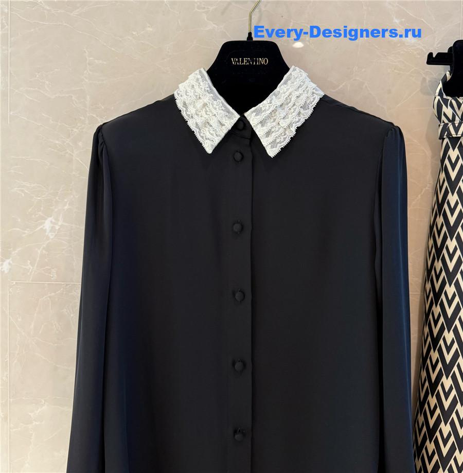 Va1e*ntin0 lace-trimmed silk shirt